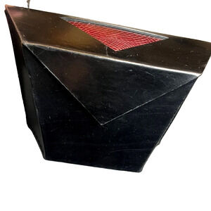 Leather Snakeskin Art Bag Black Geometrical Design Adjustable Handcrafted Rare